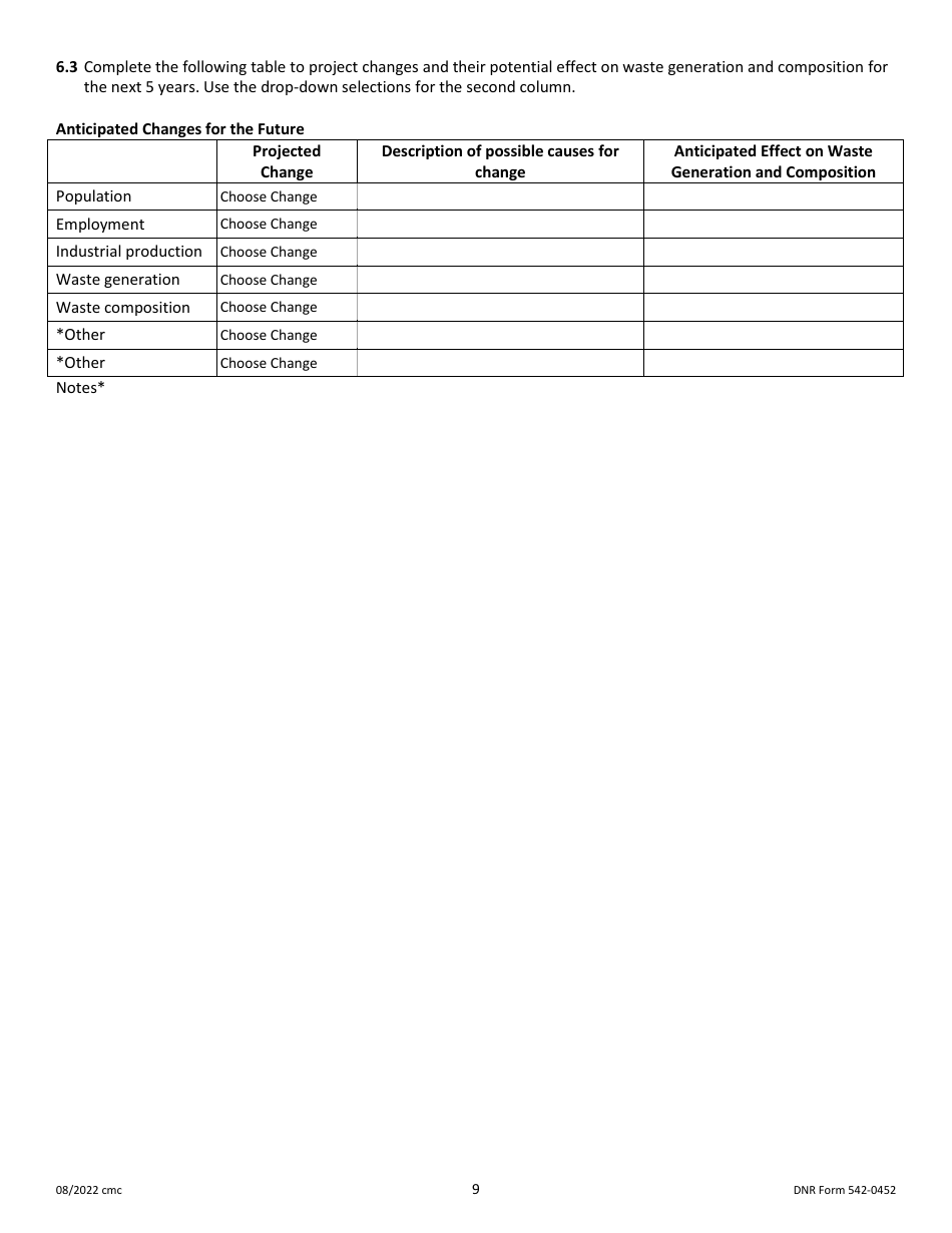 DNR Form 542-0452 Iowa Solid Waste Comprehensive Planning Plan Update Form - Iowa, Page 9