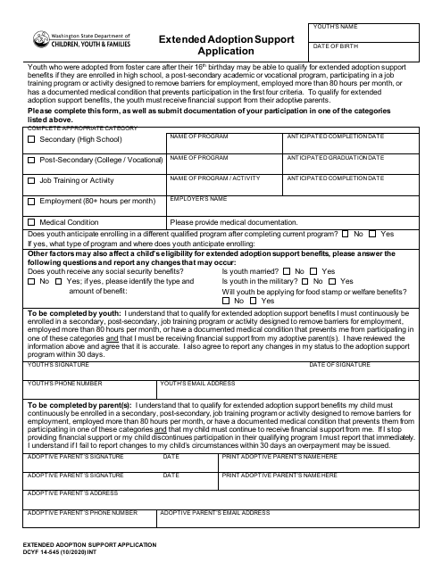 DCYF Form 14-545  Printable Pdf