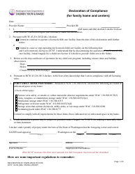 DCYF Form 15-974 Declaration of Compliance (For Family Home and Centers) - Washington