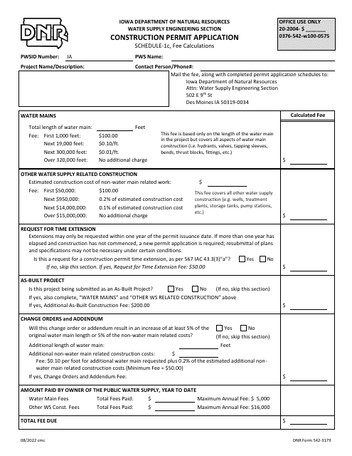 DNR Form 542-3179 Schedule 1C  Printable Pdf