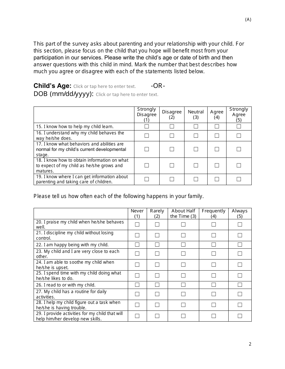 Form A Attachment 7 Protective Factors Instrument - New York, Page 2