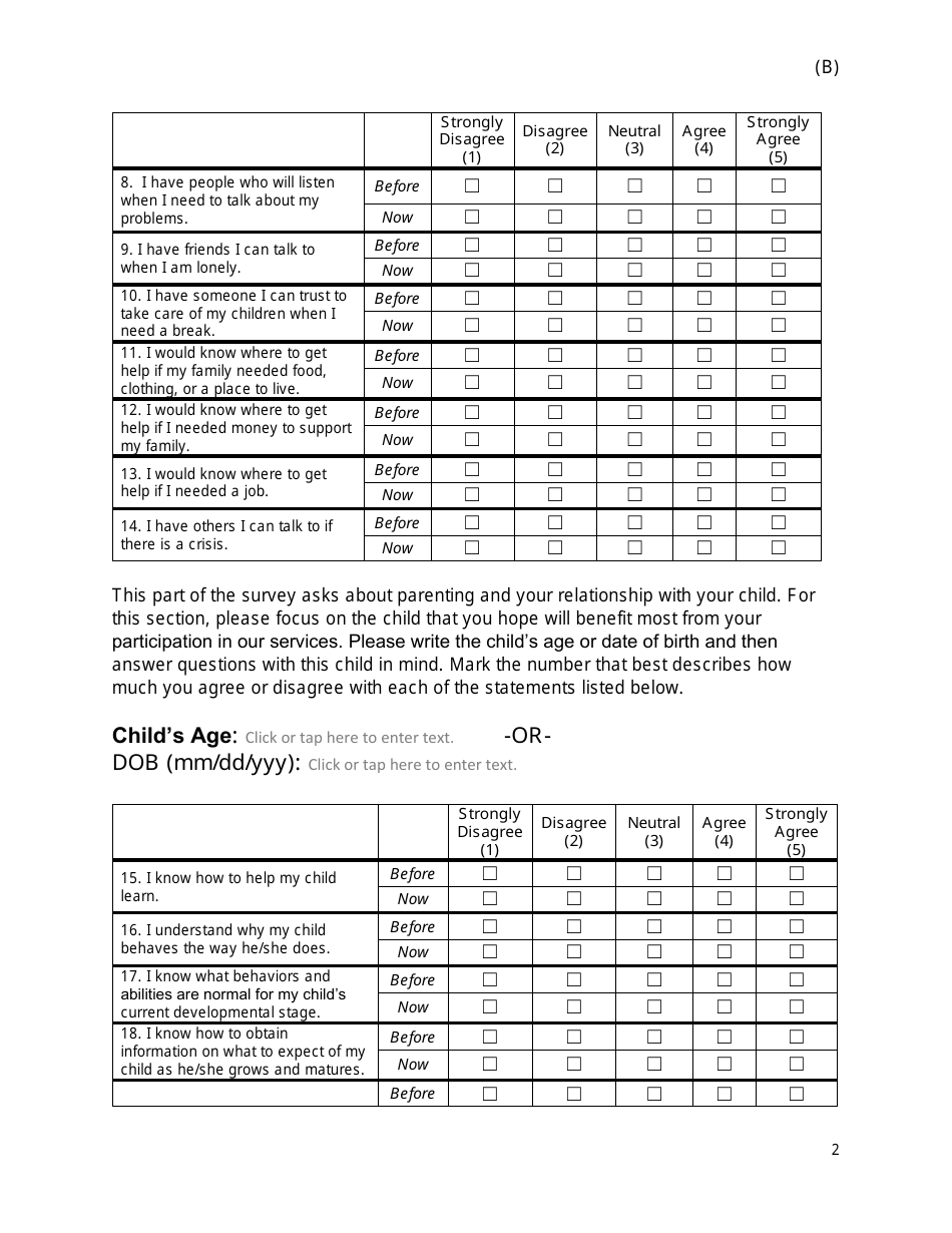 Form B Attachment 8 Protective Factors Instrument - New York, Page 2