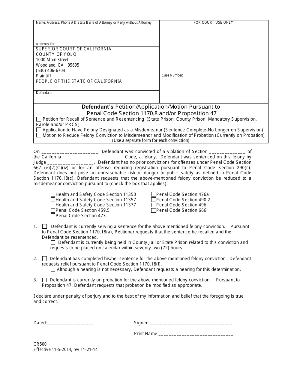 Form CR500 - Fill Out, Sign Online and Download Printable PDF, County ...