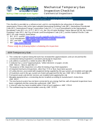 Document preview: Mechanical Temporary Gas Inspection Checklist - Commercial Inspections - City of Austin, Texas