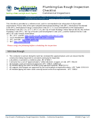 Document preview: Plumbing Gas Rough Inspection Checklist - Commercial Inspections - City of Austin, Texas
