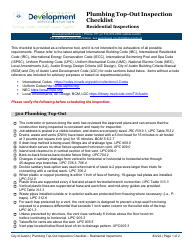 Document preview: Plumbing Top-Out Inspection Checklist - Residential Inspections - City of Austin, Texas
