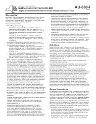 Instructions for Form AU-630 Application for Reimbursement of the Petroleum Business Tax - New York