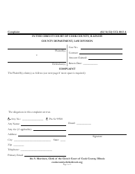Document preview: Form CCL0063 Blank Complaint for Law Division - Cook County, Illinois