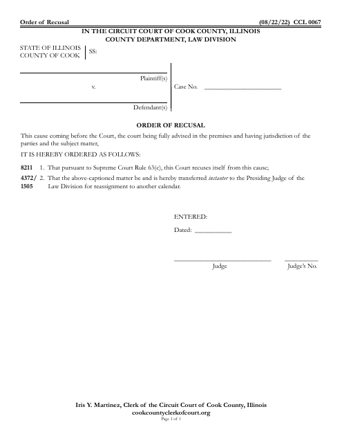 Form CCL0067  Printable Pdf