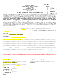 Document preview: Permit Under Section 136 Highway Law - County of Monroe, New York