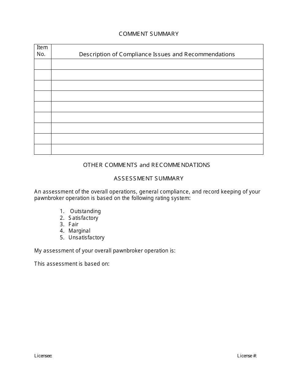 Pawnbroker Examination Report - Oregon, Page 3