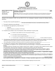 Form NPD Articles of Dissolution - Non-profit Corporation - Kentucky