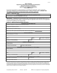 Form DBPR LA4 Application for Temporary Registration - Florida, Page 2