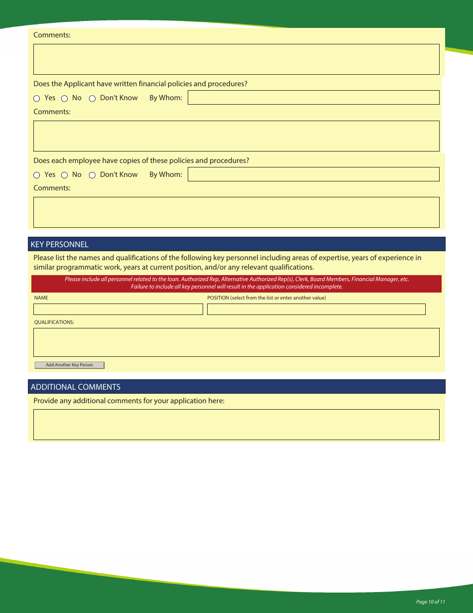 Funding Application - State Revolving Loan Programs - Vermont, Page 10