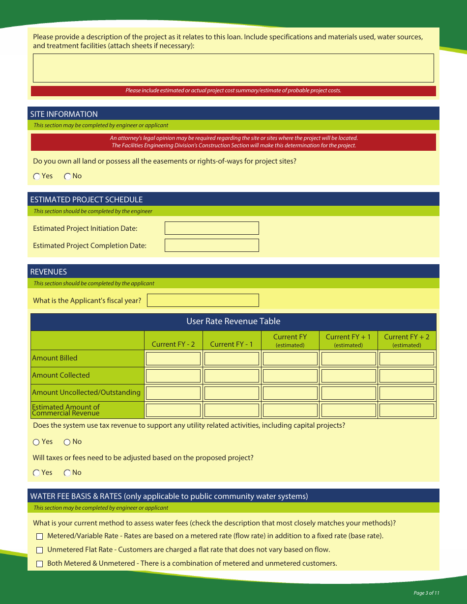 Funding Application - State Revolving Loan Programs - Vermont, Page 3