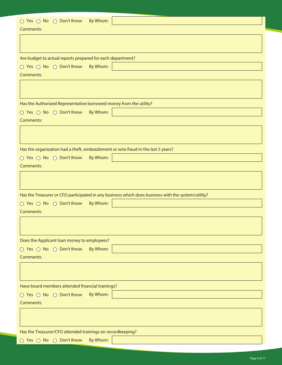 Funding Application - State Revolving Loan Programs - Vermont, Page 9