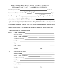 Document preview: Reclamation Permit Transfer Request Form - Nevada