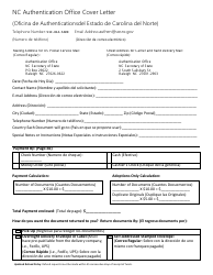 Document preview: Nc Authentication Office Cover Letter - North Carolina (English/Spanish)