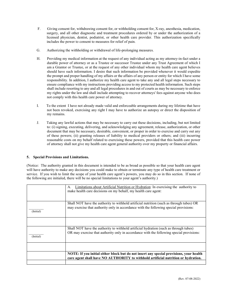 Health Care Power of Attorney - North Carolina, Page 3