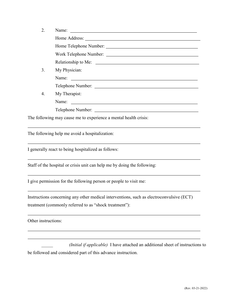 Advance Instruction for Mental Health Treatment - North Carolina, Page 4