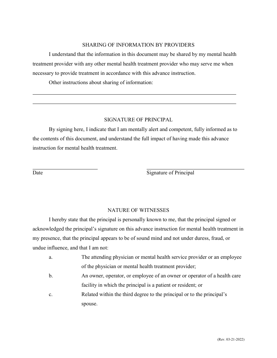 Advance Instruction for Mental Health Treatment - North Carolina, Page 5