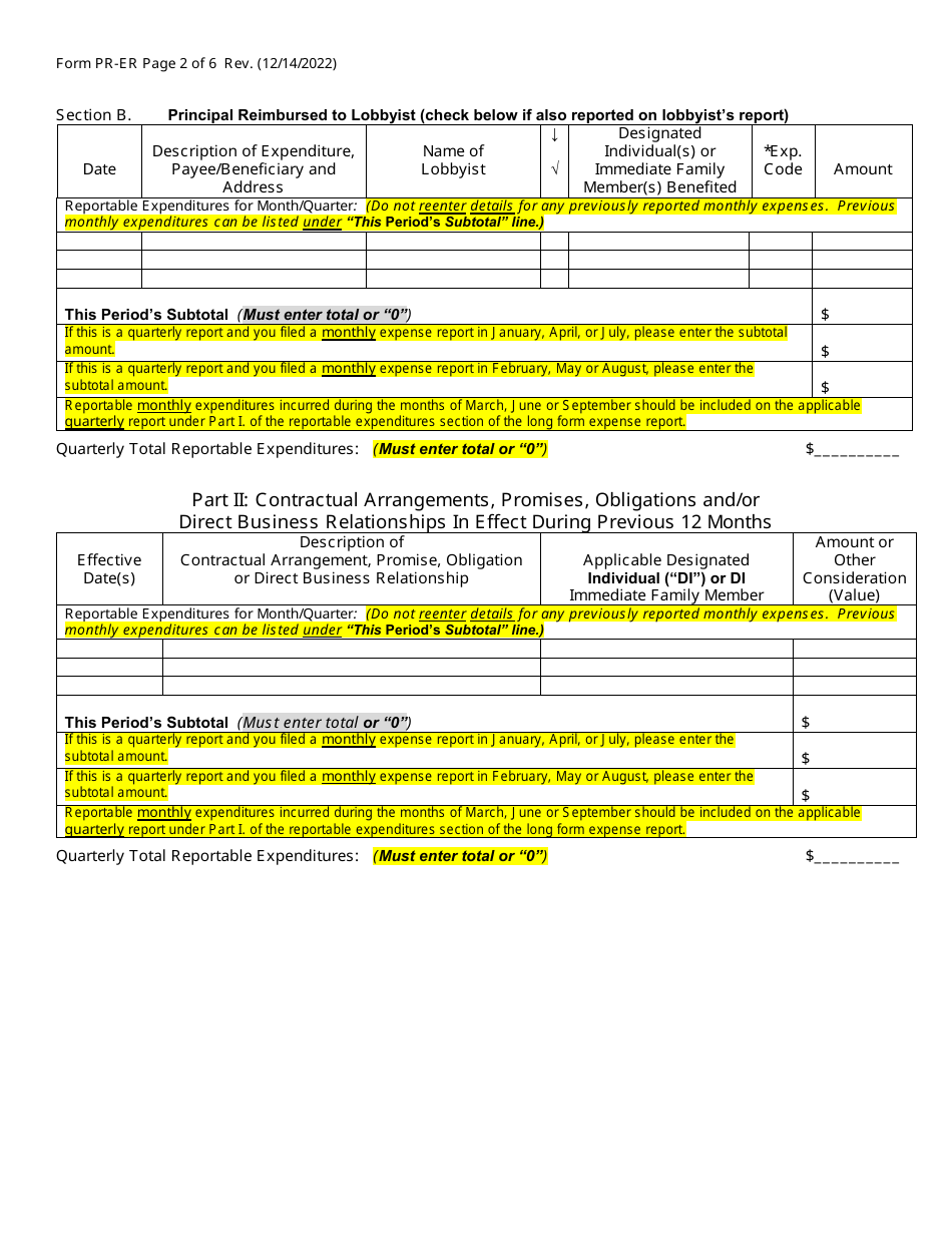 Form PR-ER Quarterly Videoconferencing Notarization Principal Expense Report Form - North Carolina, Page 2