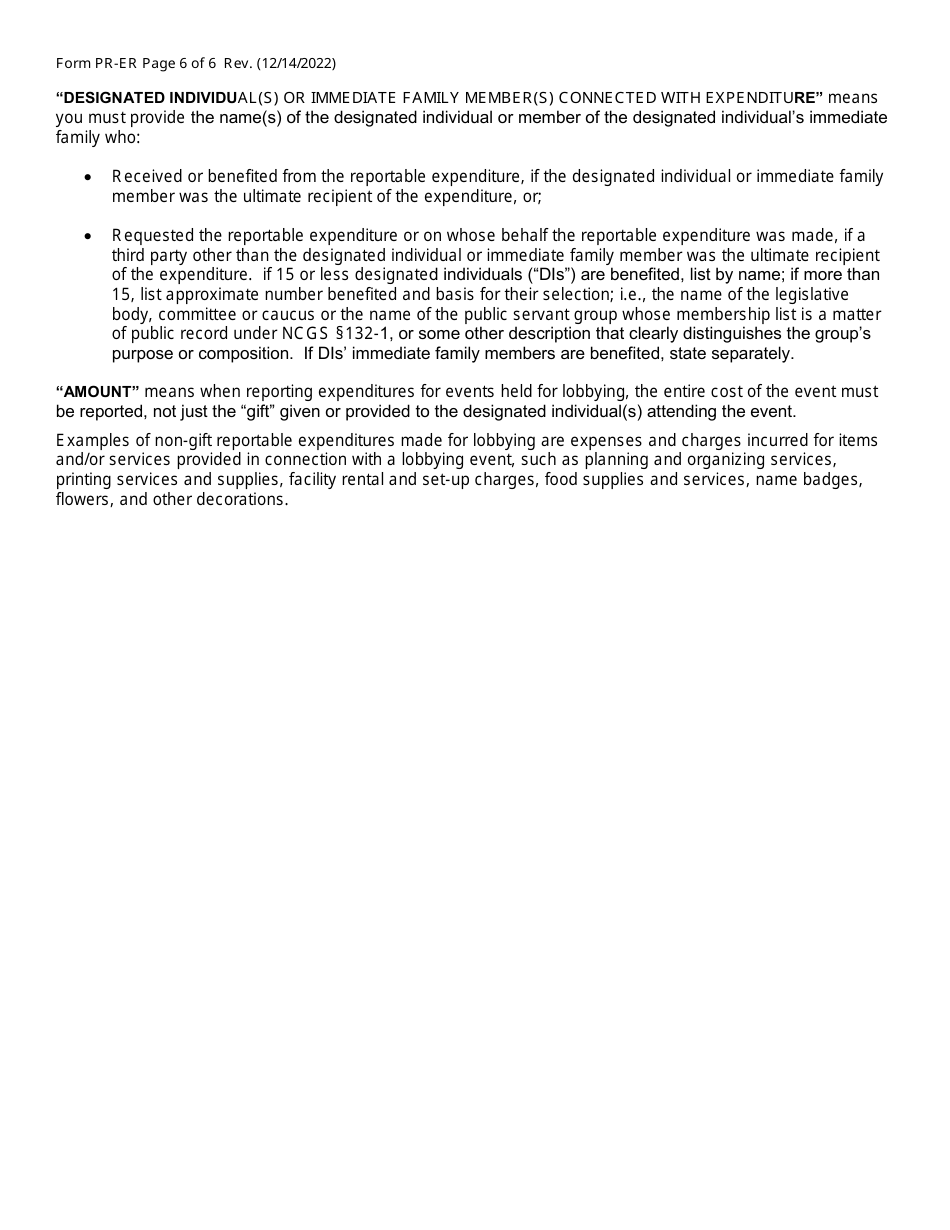 Form PR-ER Quarterly Videoconferencing Notarization Principal Expense Report Form - North Carolina, Page 6