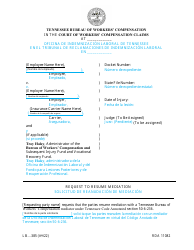 Document preview: Form LB-385 Request to Resume Mediation - Tennessee (English/Spanish)