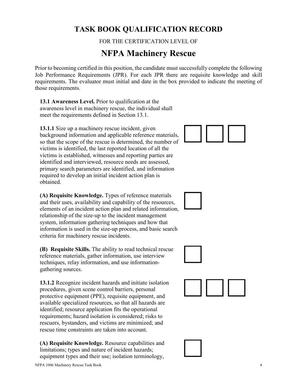 NFPA Machinery Rescue Task Book - Oregon, Page 4