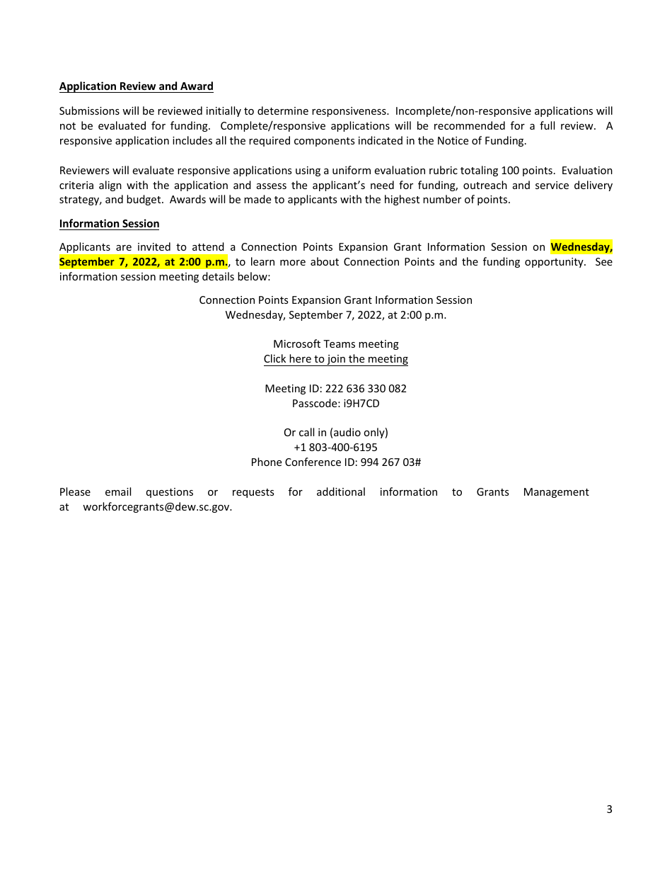 Connection Points Expansion Grant - South Carolina, Page 3