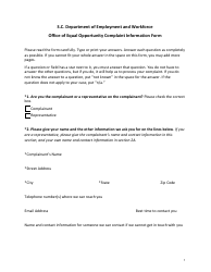 Document preview: Office of Equal Opportunity Complaint Information Form - South Carolina