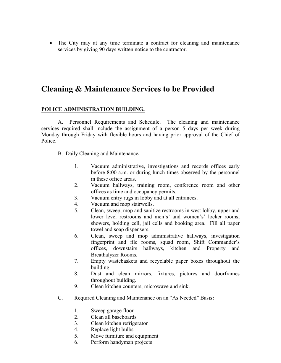 Bid Specifications for Cleaning  Maintenance Services - City of Zion, Illinois, Page 3