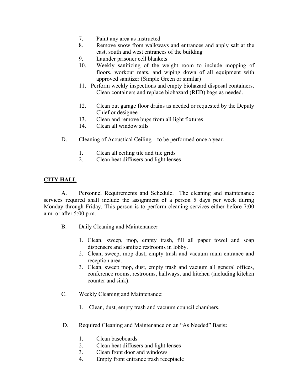 Bid Specifications for Cleaning  Maintenance Services - City of Zion, Illinois, Page 4