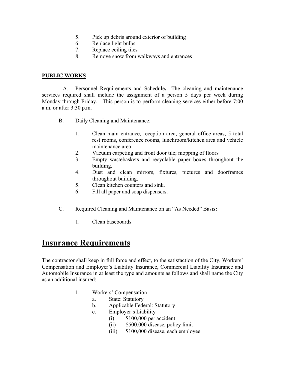 Bid Specifications for Cleaning  Maintenance Services - City of Zion, Illinois, Page 5