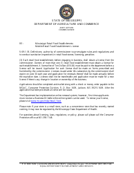 Document preview: Application for Mobile Retail Food Establishment License - Mississippi