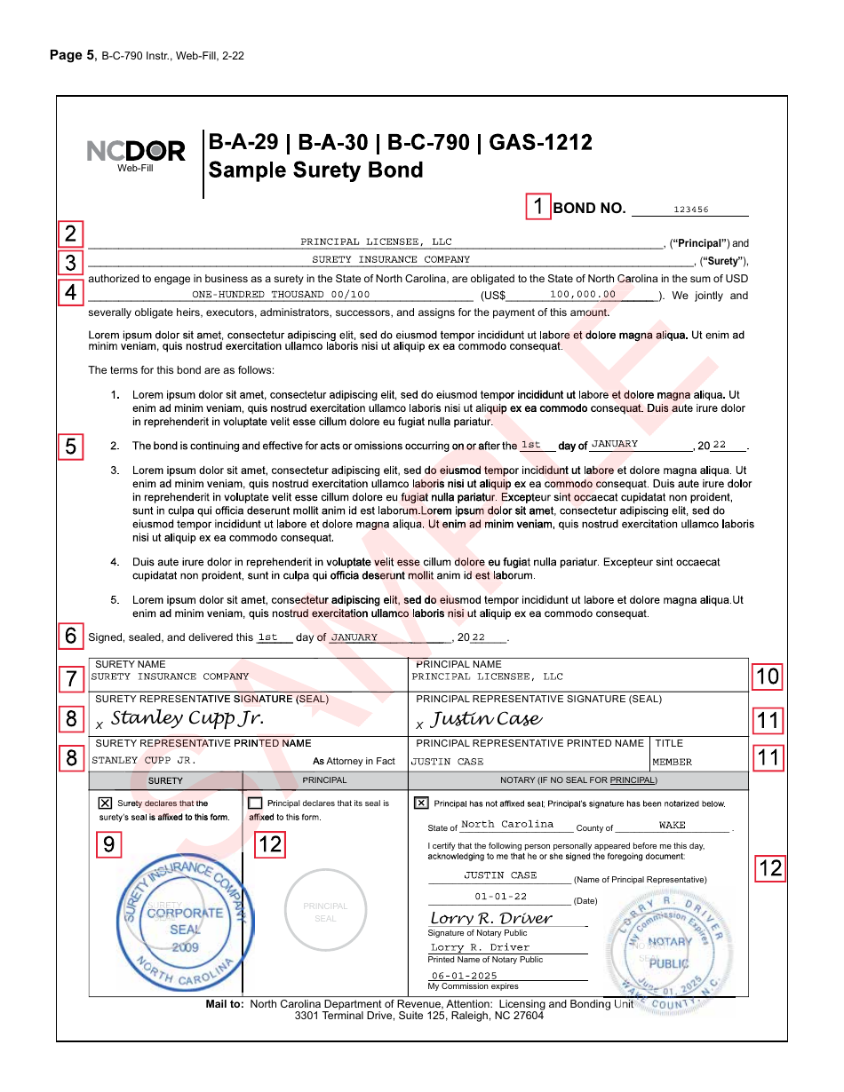 Form B-C-790 Alcoholic Beverage Surety Bond - North Carolina, Page 5