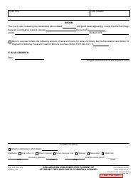 Form D-137 Declaration and Order for Payment of Attorney Fees and Costs of Minor&#039;s Counsel - County of San Diego, California, Page 2