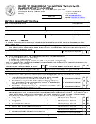 Document preview: Request for Reimbursement for Commercial Towing Services - Abandoned Motor Vehicle Program - North Dakota