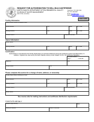 Document preview: Form SFN51746 Request for Authorization to Sell Bulk Antifreeze - North Dakota