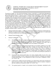 Document preview: General Permit for a Solid Waste Management Facility - Single-Use Land Treatment Site for Petroleum-Contaminated Soil - Draft - North Dakota