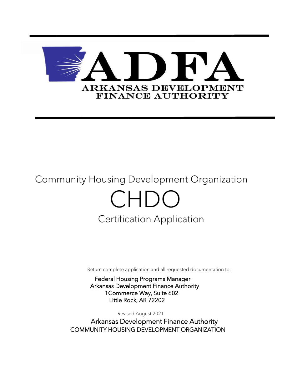Community Housing Development Organization Certification Application - Arkansas, Page 1