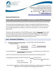 Document preview: Senior Citizens and People With Disabilities Property Tax Relief (Scpdptr) Application - Nunavut, Canada