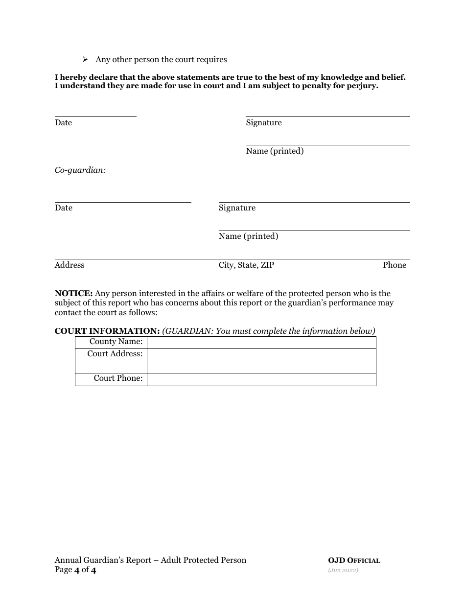 Annual Guardians Report - Adult Protected Person - Oregon, Page 4