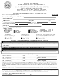 Form MFAPP Application for Annual Mobile Food Unit License - New Hampshire