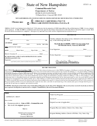 Form CCLU1-A Criminal History Record Information Authorization - New Hampshire