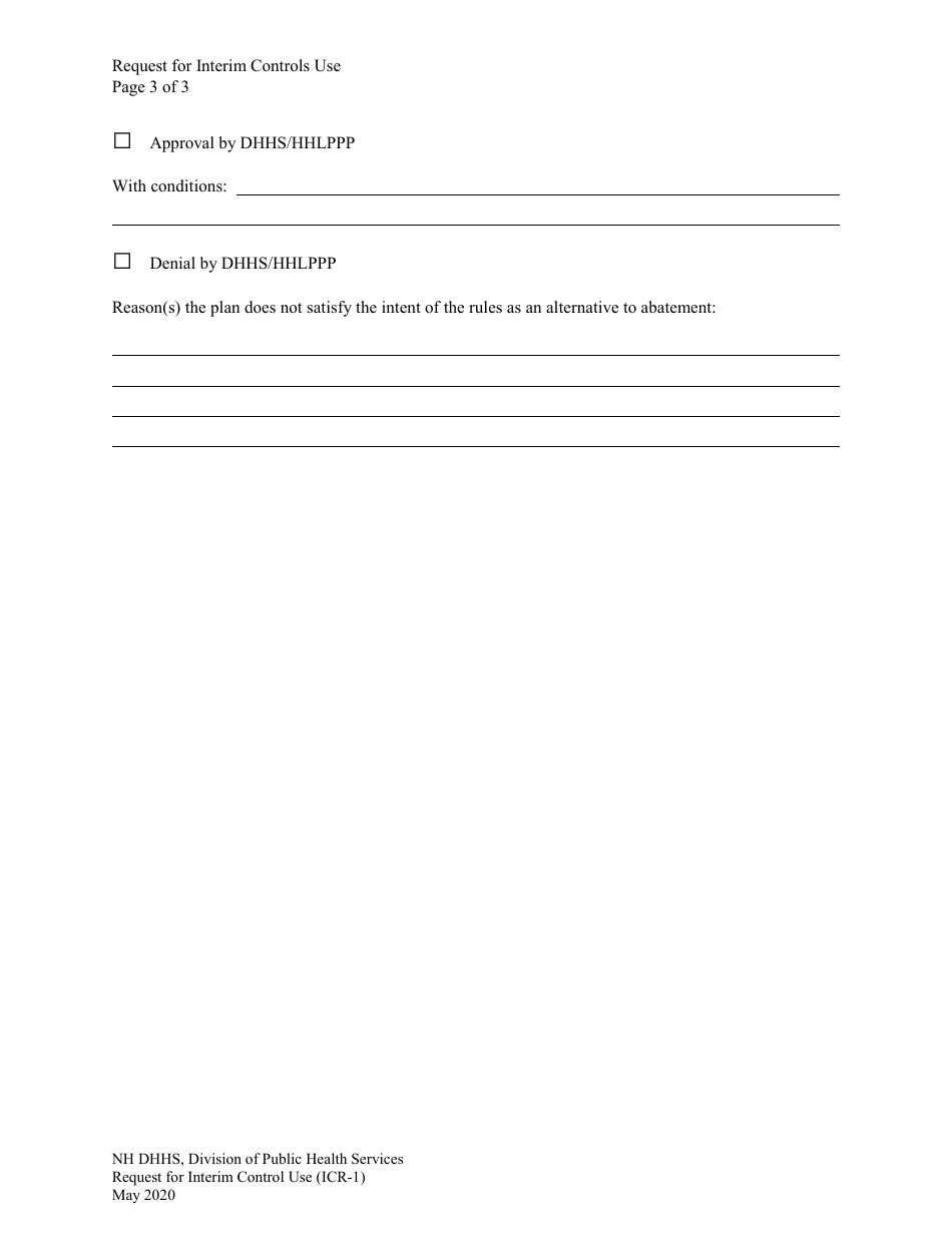 Form ICR-1 Request for Interim Control Use Form - New Hampshire, Page 3