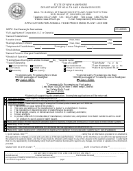 Document preview: Form FPAPP Application for Annual Food Processing Plant License - New Hampshire