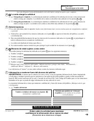Formulario DV-165 Orden Sobre La Solicitud Para Mantener Confidencial La Informacion De Un Menor De Edad - California (Spanish), Page 2