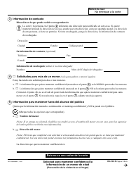 Formulario DV-160 Solicitud Para Mantener Confidencial La Informacion De Un Menor De Edad - California (Spanish), Page 2