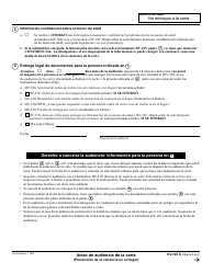 Formulario DV-109 Aviso De Audiencia De La Corte - California (Spanish), Page 2
